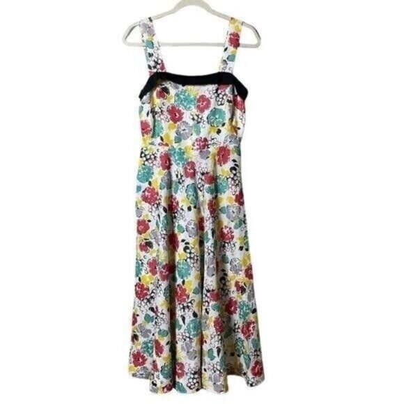 J. Peterman Women Linen Midi Dress Size 4 Floral 60's Rockabilly Pin-Up … - Picture 3 of 12